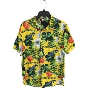 Oregon Ducks Hawaiian Tropical Shirt Men's L Multicolor Button Up Short Sleeve